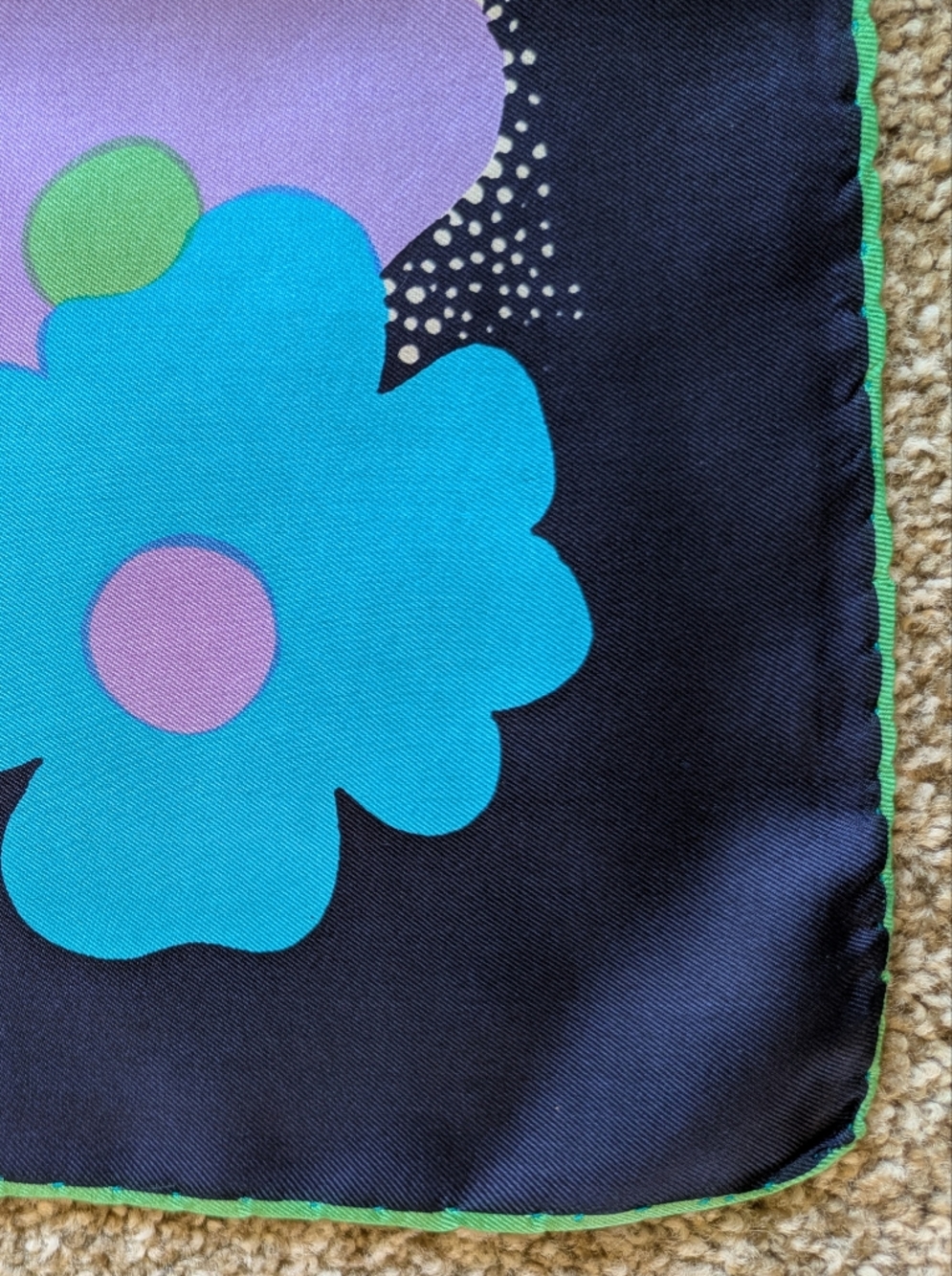 Beautiful Navy Floral Silk Scarf - Picture 2 of 2
